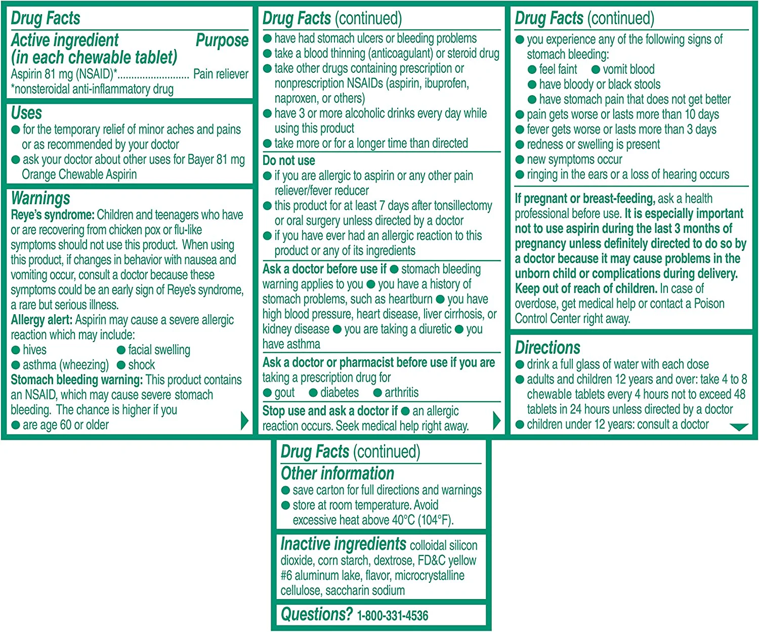 Bayer Chewable Low Dose Aspirin Orange, 36 Chewable Tablets - Image 4