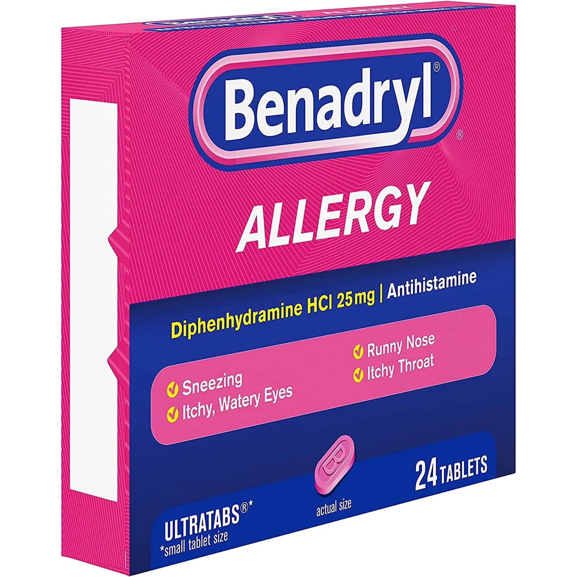Benadryl® Ultratabs® Diphenhydramine Allergy Relief, 25 mg, 24 tablets - Image 6