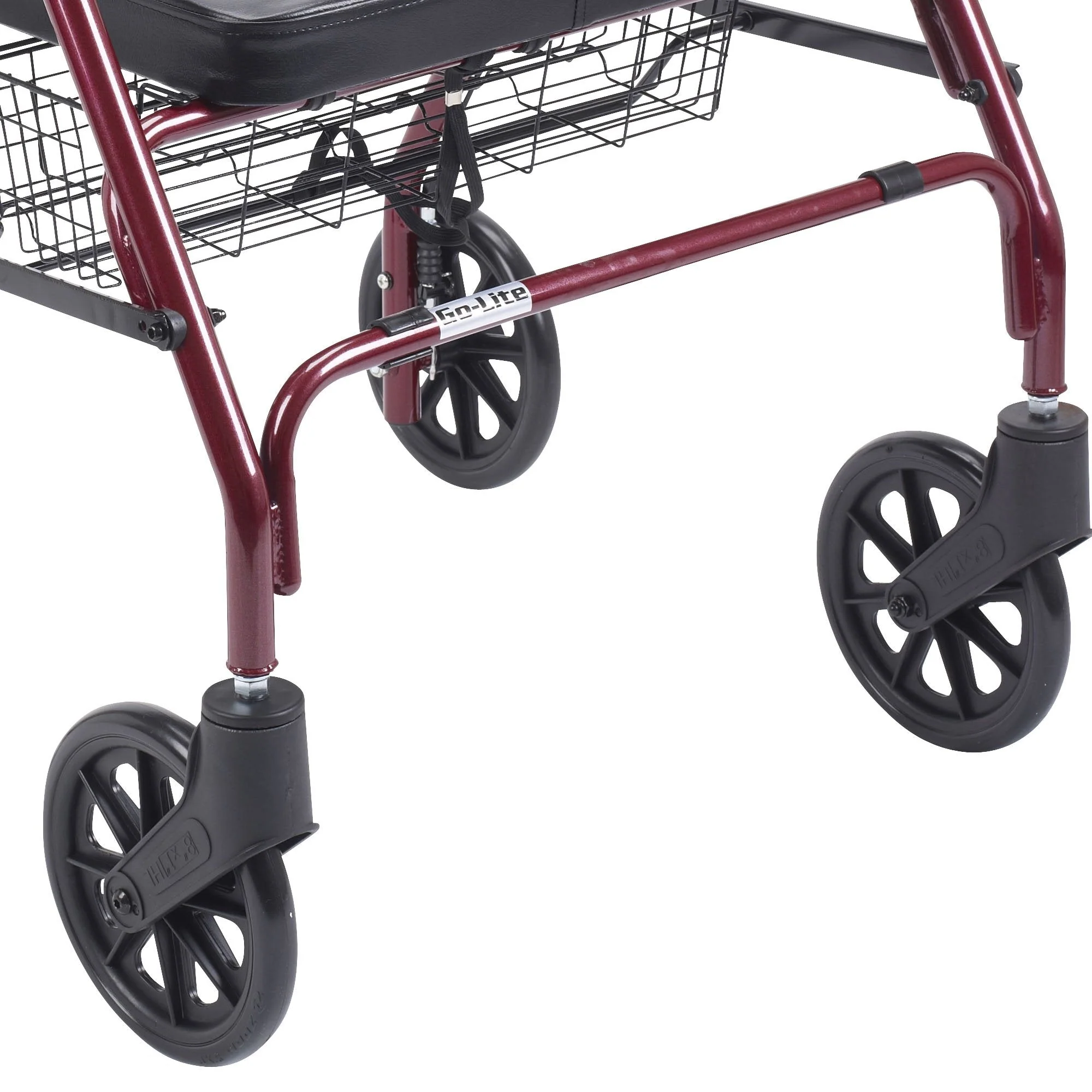 Drive™ Go-Lite Bariatric 4 Wheel Rollator, Red - Image 6