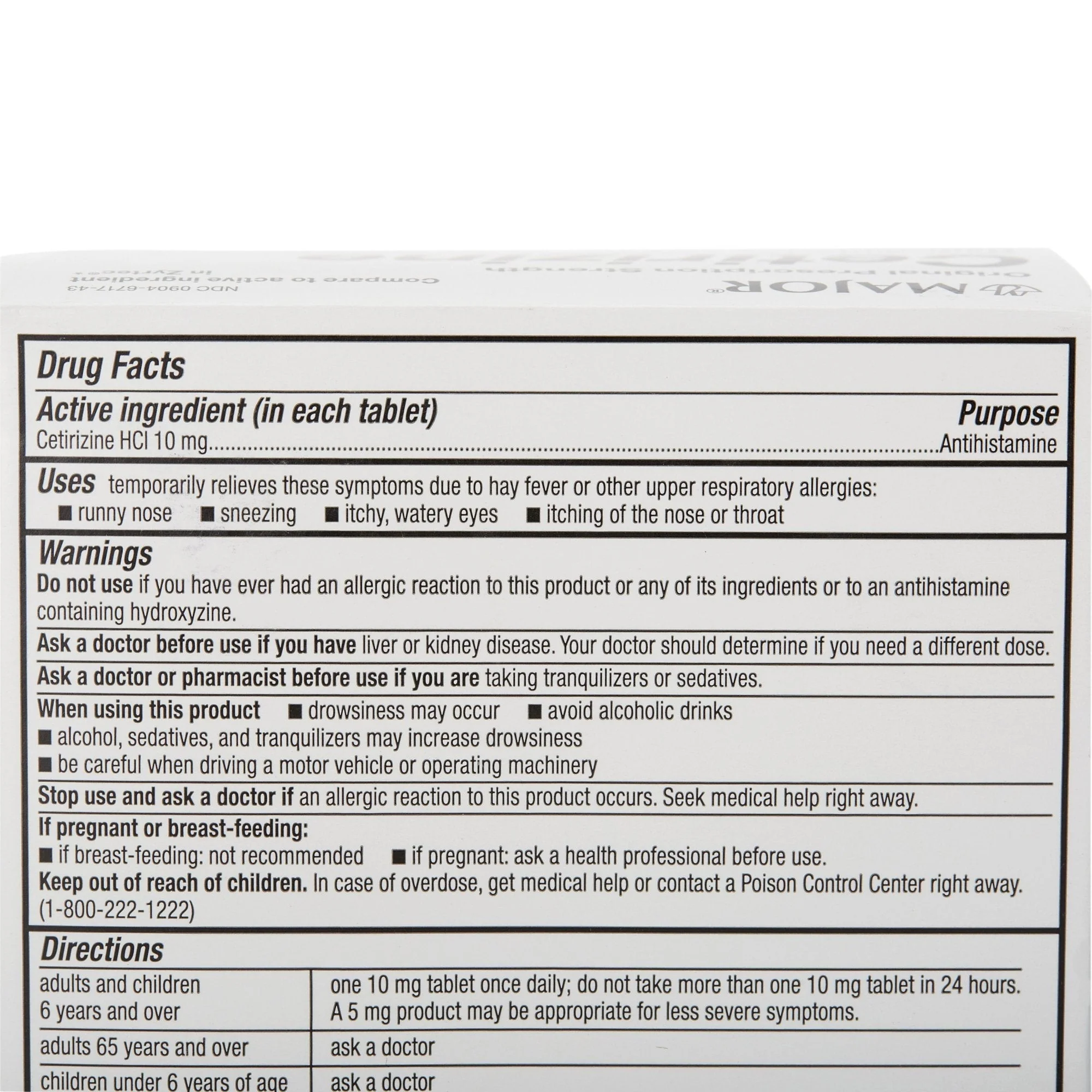Major® Cetirizine Antihistamine, 45 ct - Image 4