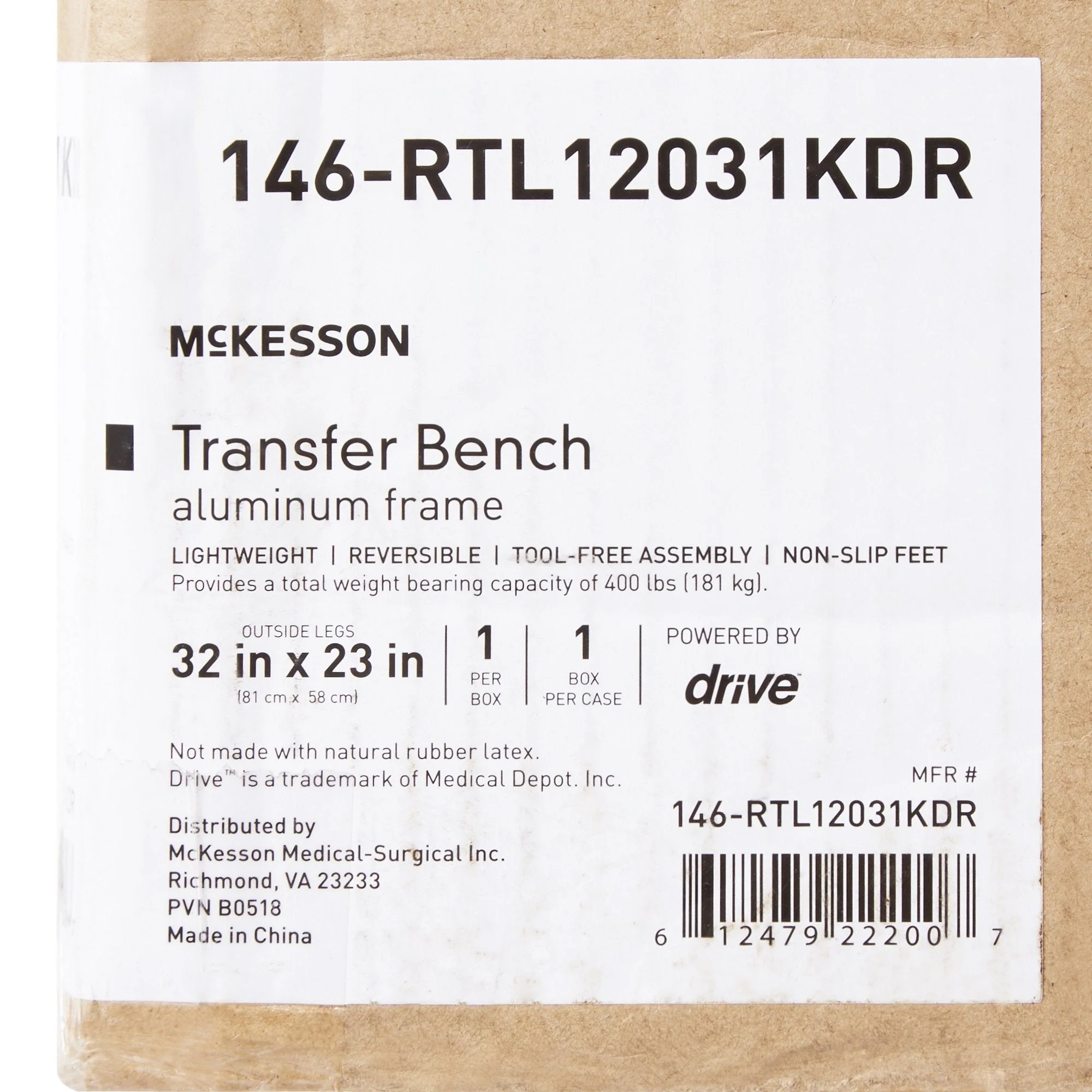 McKesson Aluminum Transfer Bench with Reversible Back - Image 3