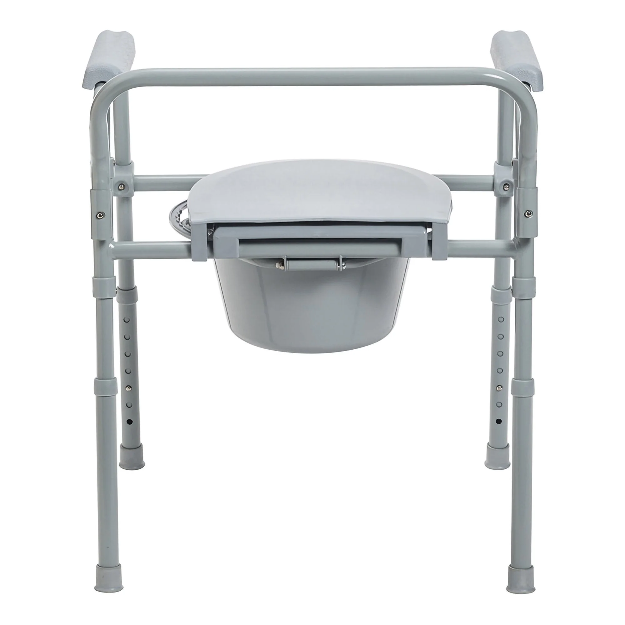 McKesson Folding Fixed Arm Steel Commode Chair - Image 3