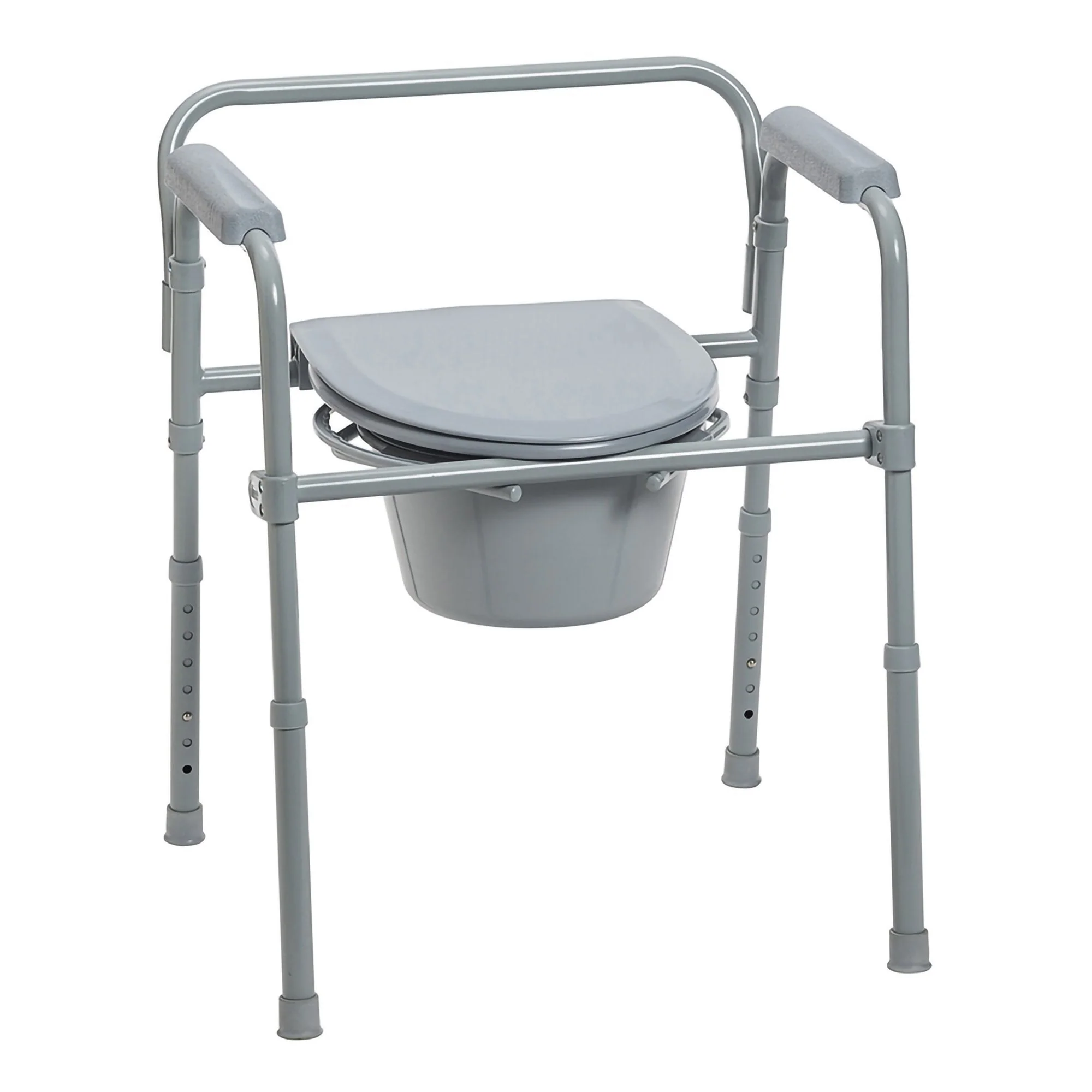 McKesson Folding Fixed Arm Steel Commode Chair - Image 4