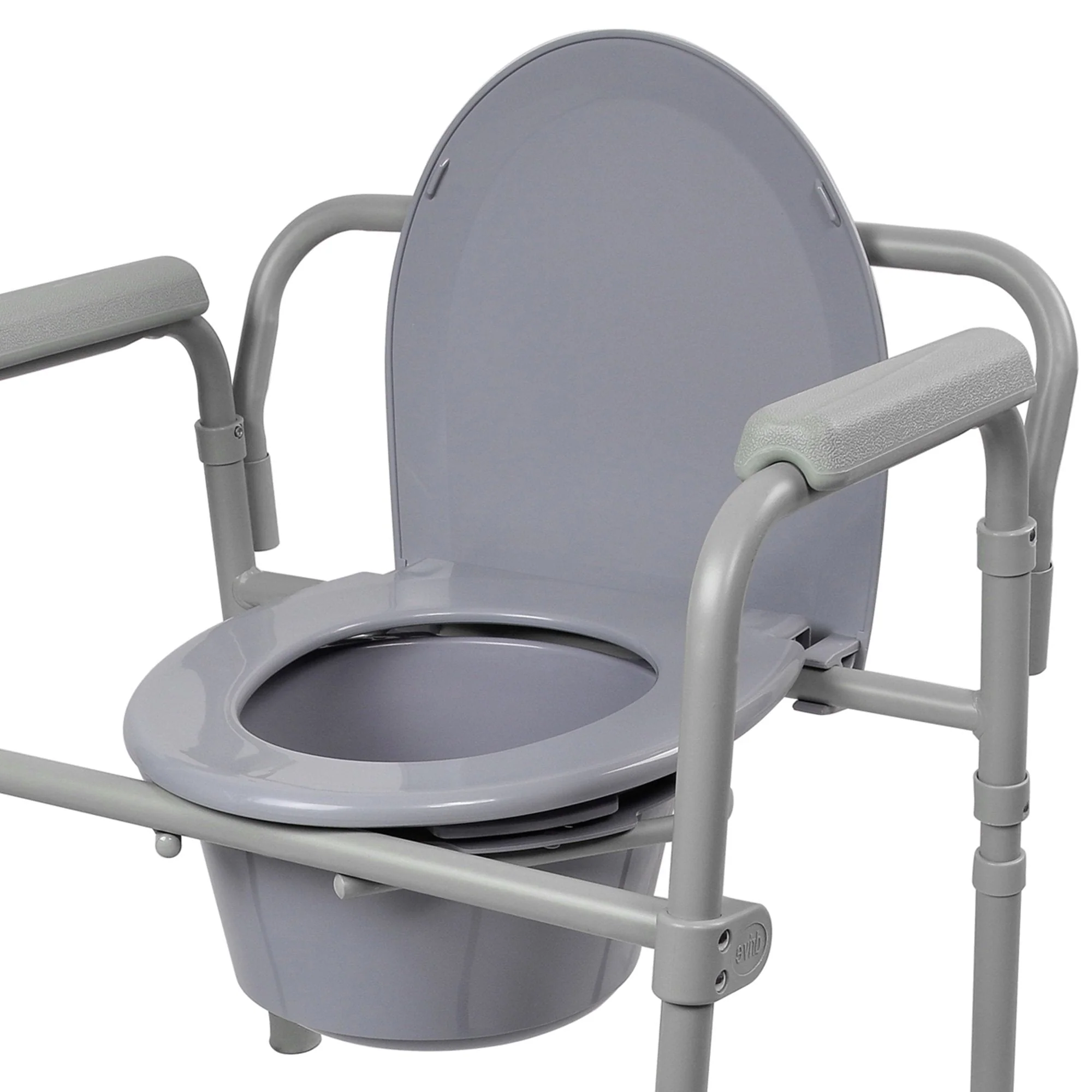 McKesson Folding Fixed Arm Steel Commode Chair - Image 5