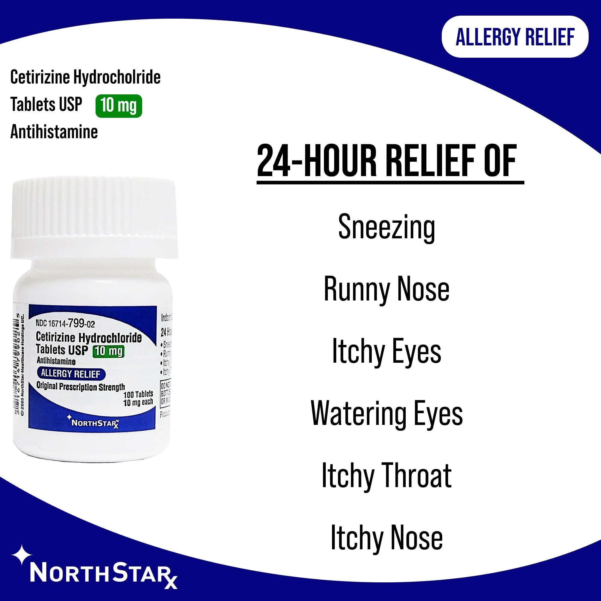 NorthStar Rx Cetirizine Antihistamine, 100 ct - Image 3