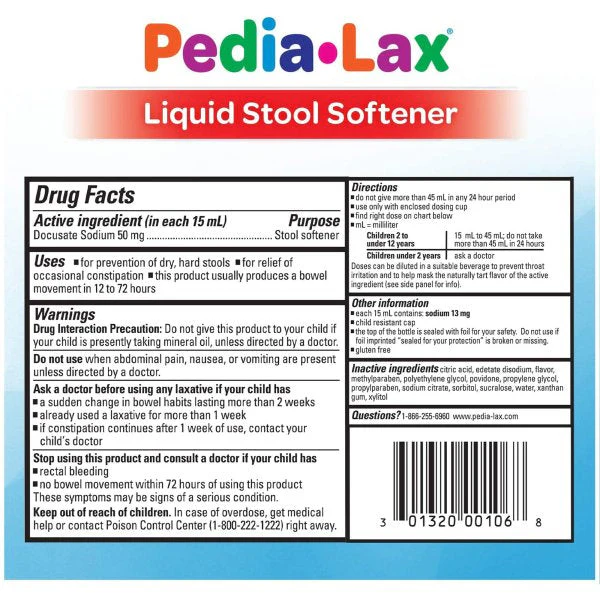Pedia-Lax Liquid Stool Softener, Fruit Punch, 4 oz. - Image 3