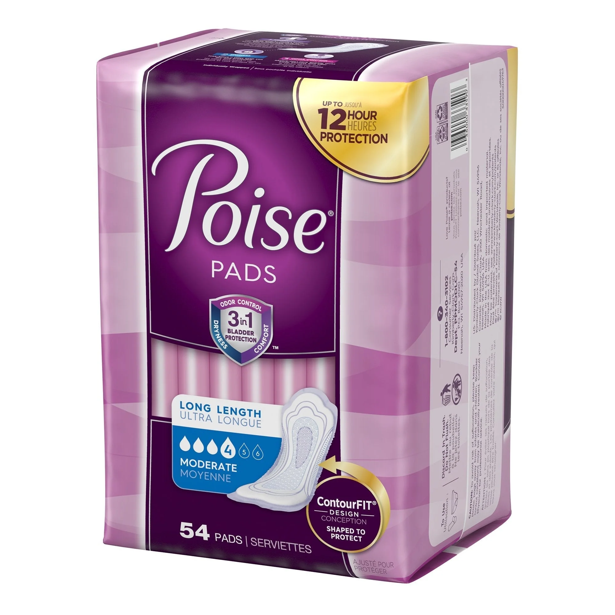 Poise Bladder Control Pads, Adult Women, Moderate Absorbency, Disposable, 12.20" Length, 108 ct - Image 3